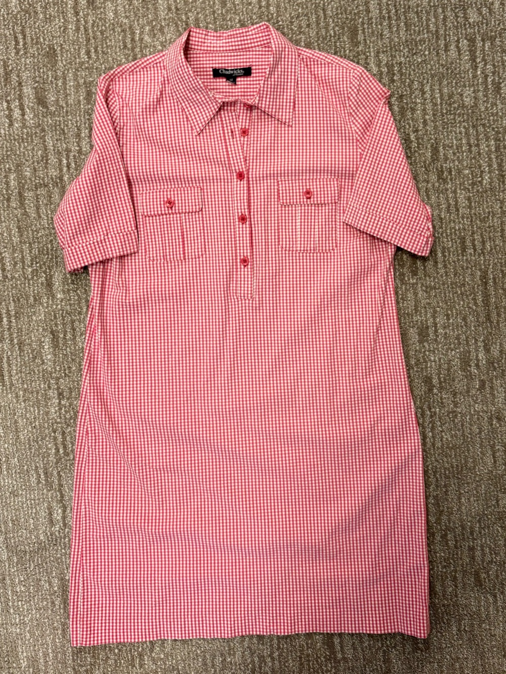 Chadwicks of Boston Pink & White Gingham Shirt Dress | Cotton | Size 12/14 - Picture 12 of 15